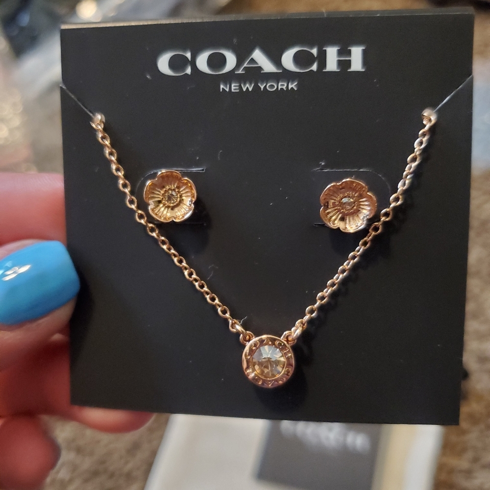 Coach Stone Tea Rose 3-Piece Jewelry Set